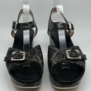 EUC AGL Python Embossed Leather Black Platform Sandals Sz 9